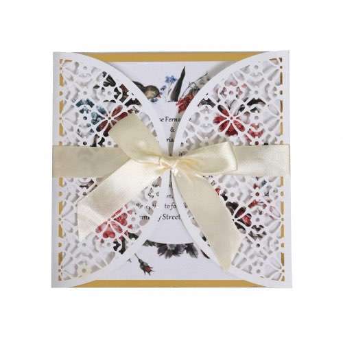 White Square Invitation Card New Wedding Invitation Modern Marriage Invitation Laser Cut